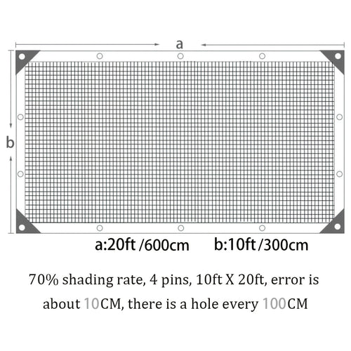 10x20ft Heavy-Duty 70% Blackout Shade Cloth with Grommets & Taped Edges - 71-80% Light Blocking Durable Mesh Tarp for Greenhouse, Garden, Patio, Chicken Coop, Barn Kennel - UV-Resistant, Breathable Sun Shade Netting for Plants, Tomatoes, Outdoor Structure