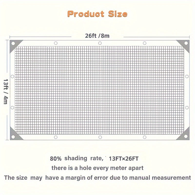 Blackout Shade Cloth, Large-size Sunshade Fabric with Grommets, Garden Sunshade Fabric Cover, HDPE Mesh Blackout Shade Cover, Suitable for Greenhouses, Courtyards, Plants, Gazebos, and Porches, 16.5×33ft (approx. 5 X 10m), 13×26ft (approx. 4 X 8m)